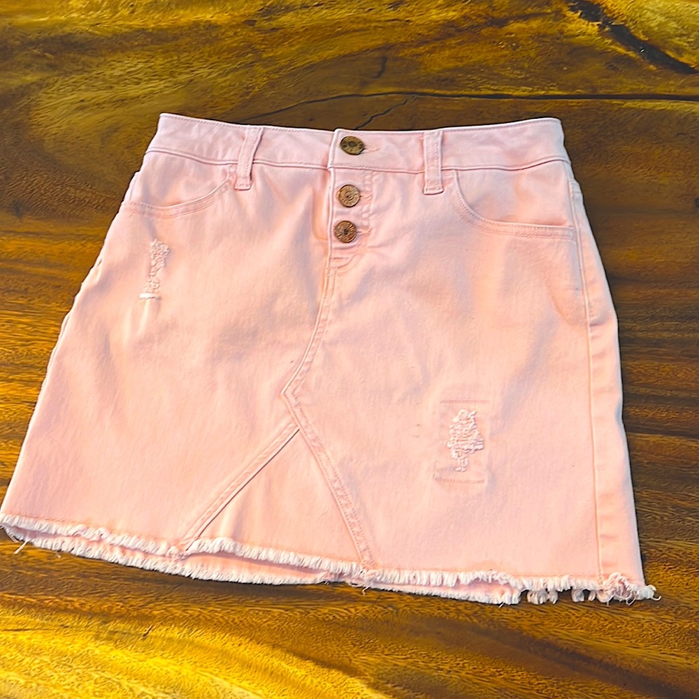 JUSTICE STORE LIGHT PINK DISTRESSED DETAILS SKIRT WITH ATTACHED SHORTS SIZE 16